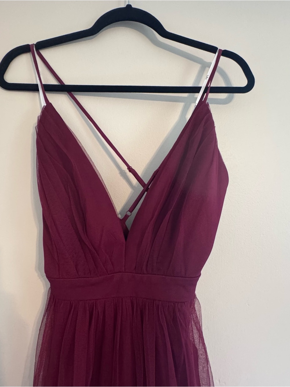 NWT Lulu's Burgundy Strapless-Style Tulle Evening Dress